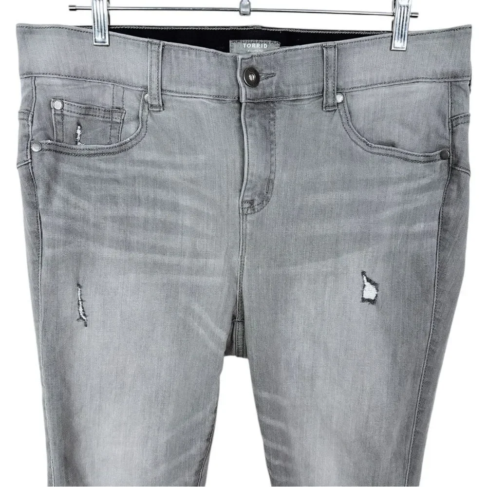 Torrid Bombshell Skinny Jeans sz 14 Short * Ankle High Rise Gray Stretch Denim